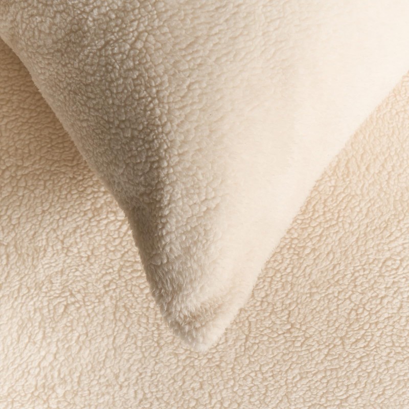 OHS Cream White Fluffy Bed Pillow Cases Teddy Fleece, Thermal