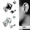 Cubic Zirconia Stud Earrings 925 Sterling Silver Square Women's Men's