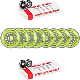 Labeda Wheels 80mm /76mm Hilo Set Union Yellow Inline Indoor Roller Hockey Bones Swiss