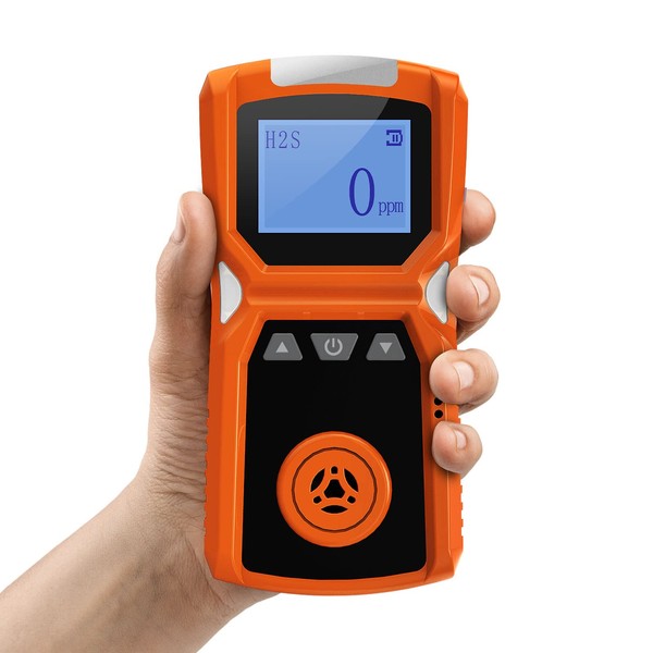 Hydrogen Sulfide Detector, CHNADKS Digital H2S Monitor with Sound, Light & Vibration Alarms, USB Rechargeable Clip-on H2S Detector, 0-100ppm
