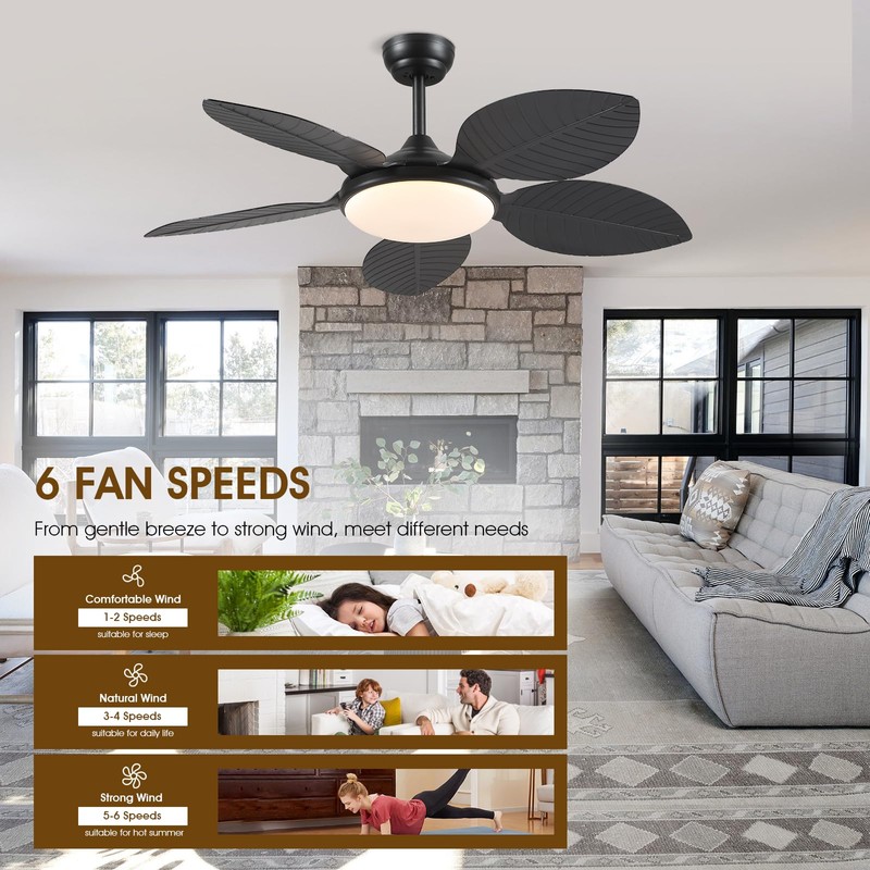 Wiviniya Ceiling Fans with Lights and Remote/APP Control, 48 Inch