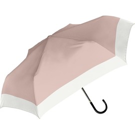 Nakatani Natural Basic Folding Umbrella, UV Bi-Color, Pink Beige, Hand Opened, Rib Size: 21.7 inches (55 cm), Black Coating, Windproof