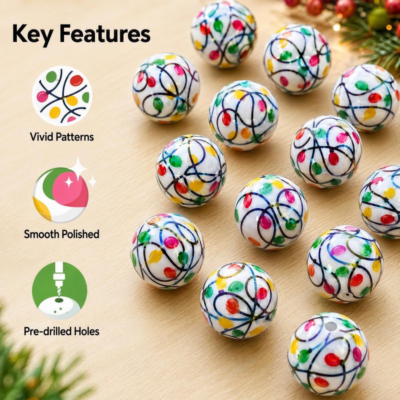 Christmas Acrylic Beads for Jewelry Making, DIY Beaded Christmas Tree