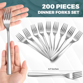 Roshtia 100 Pieces Dinner Forks Bulk 6.7 Inch Stainless Steel Forks Silverware Metal Cutlery Fork Salad Fork Set for Home Restaurant Kitchen, Mirror Polished, Dishwasher Safe