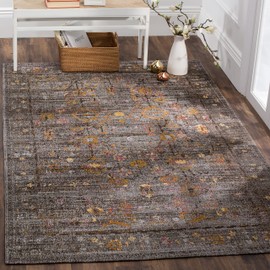SAFAVIEH Classic Vintage Collection Area Rug - 5' x 8', Grey & Gold, Oriental Distressed Cotton Design, Easy Care, Ideal for High Traffic Areas in Living Room, Bedroom (CLV304A)