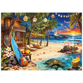 Beach House Puzzles for Adults 1000 Pieces, 1000 Pieces Holiday Island Cozy Beach Sunset Jigsaw Puzzles for Adults, Impossible Hard Difficult Fun Challenging Puzzles for Adults