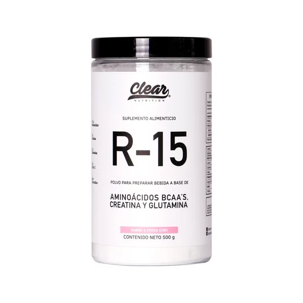 Clear R-15 Aminoacidos Creatina Glutamina 500g 50 Servs Sabor Fresa