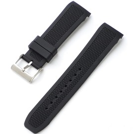 Sight Focus 22mm Curved End Rubber Watch Band for IWC Big Pilot, Chronograph, Pilot's Watches 46MM - Black, 22mm, Waterproof, Comfortable, Sports Style