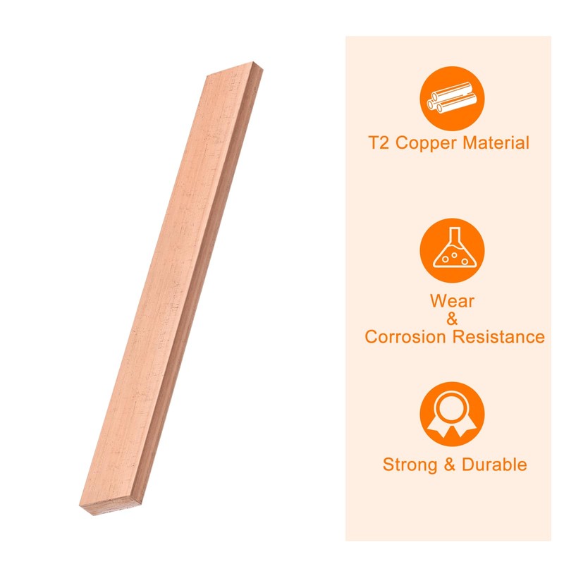 sourcing map Copper Flat Bar, 1/4" Thickness x 25/32" Width