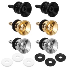 6pcs Guitar Strap Button Locks, Alloy Strap Locks Pins with Mounting Screws Anti Slipping Instrument Accessories for Electric Guitar Ukulele Bass