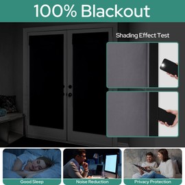 HOMEIDEAS 100% Blackout French Door Curtains, Privacy Door Curtains for Door Window, 26 X 68 Inch Room Darkening Curtains, Thermal Insulated Door Window Shades for Bedroom, (1 Panel, Grey)