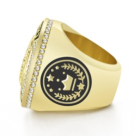 Gxiietem 1-12 Packs MVP Football Baseball Basketball Champion Ring Championship Most Valuable Player Football Baseball Basketball Gold Award Trophy Medals Champion Ring with Display Case and Holder