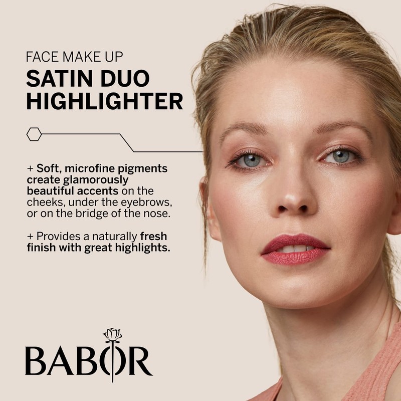 BABOR MAKE UP Satin Duo Highlighter, Two Tone Highlighter Powder,