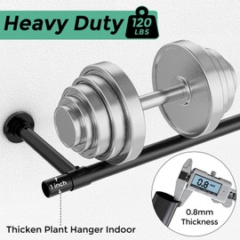 Mogaath Hanging Planters for Indoor Plants, 32 Inch Heavy Duty Plant Hanger Indoor, 1 Inch Diameter Metal Rod, Hanging Plant Holder for Window Wall, Matte Black, Round Flange Base, Pot Not Included