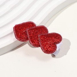 3 Pieces Sweet Valentine's Day Heart Hair Clips Multicolor Heart Glitter Sequin Heart Hairpins Fashion Bangs Barrettes Solid Side Hair Clips for Girls Birthday Party Wedding Party Hair Accessories