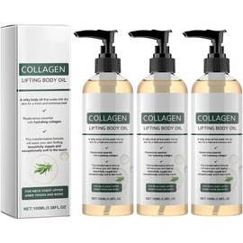 Aceite Hidratante de Colágeno para Cuerpo & Post-Ducha, Aceite Reafirmante de Colágeno con Fórmula Hidratante para Mujeres y Hombres, Ligero y No Graso (3 pcs)
