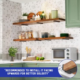 Goovilla Shelf Bracket, Heavy Duty Floating Shelf Brackets 6 inch Long, 12 Pack Brackets for Shelves, Black Coated Metal Wall Shelf Support Brackets with 1/5 Inch Thick and 160 lb. Load Capacity