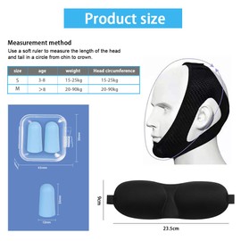 TTPSRY Anti Schnarchen Kinnriemen Schnarchstopp Kinnstrap mit Augenmaske und Ohrstöpseln Schlafhilfe zur Schnarchreduzierung Snoring Stopper für Männer und Frauen (M)