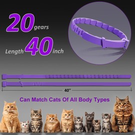 Cat Pheromone Collar 6-Pack, Stress & Anxiety Relief, Adjustable for All Cats, Travel Bath Vet Use, Silicone Waterproof Design, 180-Day Protection, 15-Inch, Purple