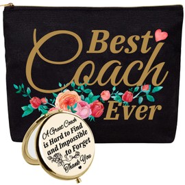 LittleBlueDeer Christmas Gift for Women Coach,Best Coach Ever Makeup Bag Cosmetic Pouch,Best Coach Gifts for Women,Thank You Gift for Soccer,Cheer,Softball,Volleyball,PE,Swim,Gym Female Coaches