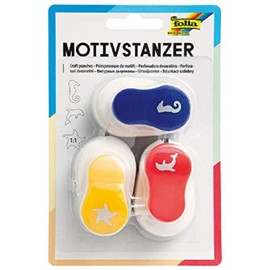 folia 7021 - Motivstanzer, Motivlocher, 3er Set, Seepferdchen, Seestern und Delfin
