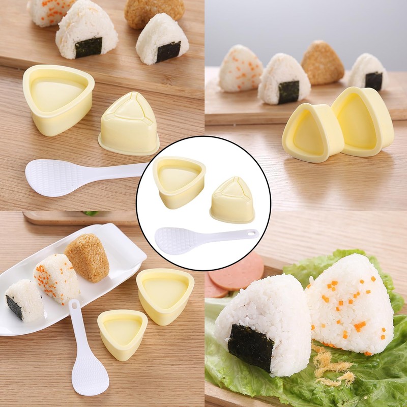 FIBOUND 3-Piece Sushi Rice Mold Set - Triangular Bento Press