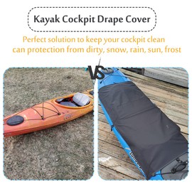 FCOUIID Kayak Cockpit Drape Cover with Hook Holes - 600D Heavy Duty Waterproof Spray Skirts Protector Case Water Sport Accessories (43"x29")