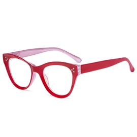 Eyekepper Large Cateye Design Reading Glasses Oversized Readers for Women Reading - Red +1.50