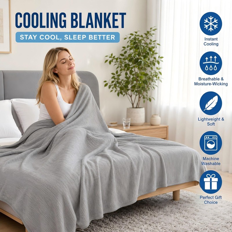 AEPINBH 60''x80''Cooling Blanket，Cold Blanket for Hot Sleepers,Lightweight Breathable, Instant Cool
