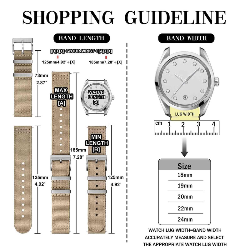 [Anbeer] Nylon Watch Band, Two-Piece Quick Release Replacement Strap with