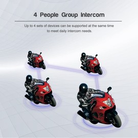 MIMIRACLE V4 Plus Motorcycle Helmet Bluetooth Intercom Headset, Up to 4 Riders 1500M IP65 Waterproof Motorbike Communication System for Skiing/ATV/Off Road -2 Pack
