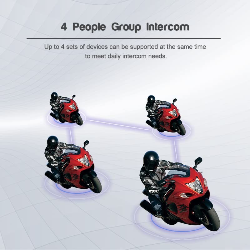 MIMIRACLE V4 Plus Motorcycle Helmet Bluetooth Intercom Headset, Up to