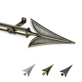 Rod Desyne Arrow Adjustable Window Curtain Rod Set, 120 to 170-Inch, Antique Brass