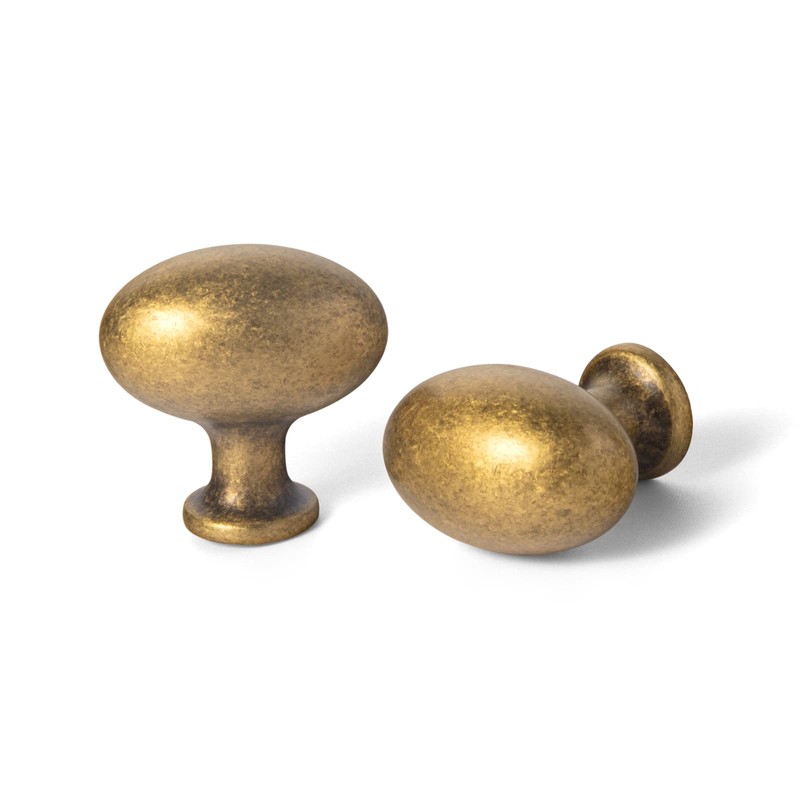 Goo-Ki 1.2Inch(36MM) Oval Antique Brass Cabinet Knobs, Zinc Alloy for