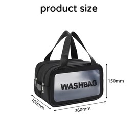 Cosmetic Bag, Travel Toiletry Bag with Carry Handle, Makeup Bag with Large Capacity, Toiletry Bag Women, Portable Waterproof Toiletry Bag, Dry and Wet Separation, Men's Toiletry Bag (Black, M), black