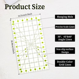 ZEYIYER Quilters Ruler, Sewing Ruler 12 X 6.5 Inches Acrylic Quilters Ruler Templates Fabric Cutting Ruler for Easy Precision Cutting Fabric, Sewing Accessories
