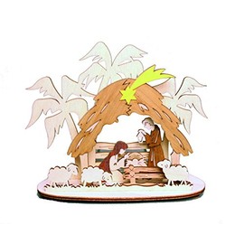 Kuhnert - hochwertiger Teelichthalter Krippe - mit aufgesetztem Edelholzfunier - Maße: 13 x 10 x 15 cm - Made in Germany