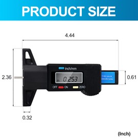 MEANLIN MEASURE 4PCS Digital Tire Tread Depth Gauge Tire Tread Depth Gauge LCD with Black Blue and Silver, Tire Tread Wear Gauge for Motorcycle Car Truck and Bus