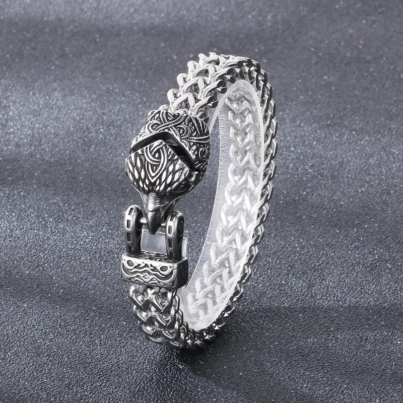 Klapgo Gothic Stainless Steel Retro Eagle Bracelet for Men and