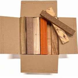 Assorted Wood Cutoffs Box – Mixed Exotic & Domestic Hardwood Pieces for Crafting, Carving, Scroll Work & Small Projects by Exotic Wood Zone