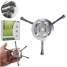 BAIURE 6 Inches Steel Wire Grass Trimmer Head, Universal Steel Wire Trimmer Head Replacement,0.5cm/0.2in Installation Size, Suitable for Small Rechargeable Lawn Mowers (3 Blades)