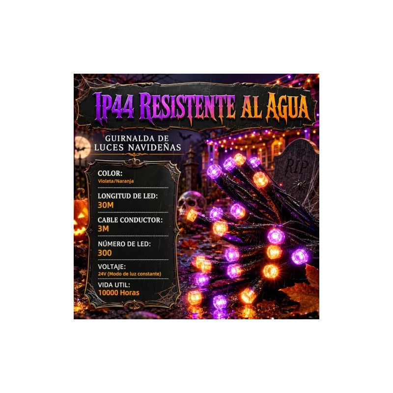 Luces LED Halloween para Exteriores de 30M 300 LED, Luz