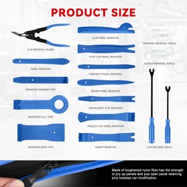 Universal Blue 19 Piece Car Trim Removal Tool Kit: Panel & Scraper Tools Set for Auto Door Panel, Audio Dashboard, with Storage Bag