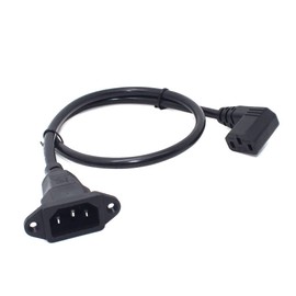 Toptekits 90-Degree Right Angle IEC C13 to C14 with Mounting-Holes Extension Cord, 2ft/0.6m IEC320 C14 with Screw Hole to C13 Elbow Plug Power Cord Plug (C14 w/Screw Hole to Right C13)