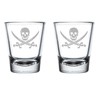 Set of 2 Shot Glasses 1.75oz Shot Glass Jolly Roger