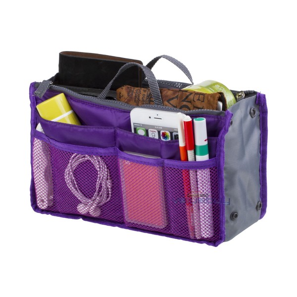 jiahao Handbag Organiser with Multifunctional Cosmetic Handbag Bag in Bag Travel Makeup Organiser Bag (Purple)