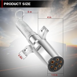 Hitchvoyager 2 Pack 7 Way Round Trailer Connector for Trailers, Semi Truck Tractors,7-Pin Trailer Plug with Spring-Guard by Heavy Duty Die-Cast Plug Assembly, 7 Way Replacement Adapter Plug