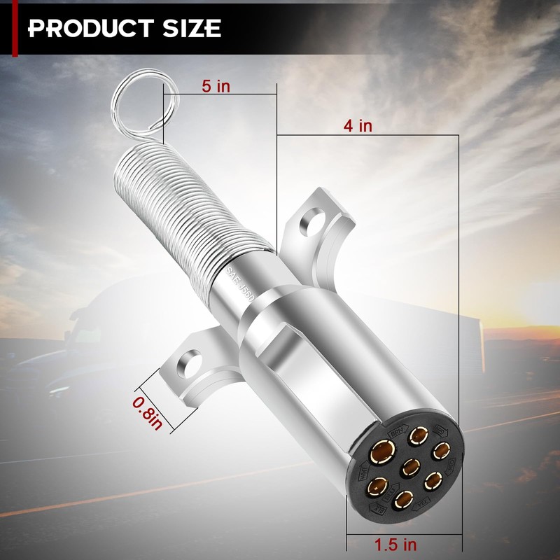 Hitchvoyager 2 Pack 7 Way Round Trailer Connector for Trailers,