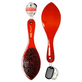 Beauty Town 50/50 Boar & Nylon Medium Bristle Texture Wave Brush – Curved Hairbrush for Styling & Waves -Suitable for Men Women Teens and ALL HAIR TEXTURES (9.25"x2.75" inches) (Blood Orange)