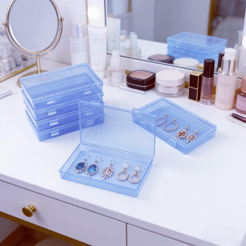 Forever bene 4-Pack Blue Plastic Storage Boxes with Lids, Medium